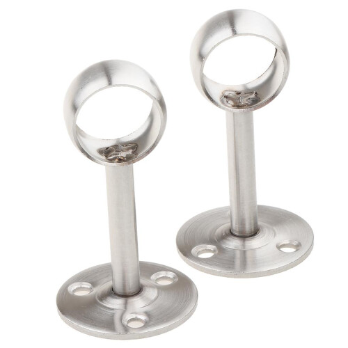 2 Pieces Stainless Steel Wardrobe Pipe Lever Rod Holder Socket Bracket 2