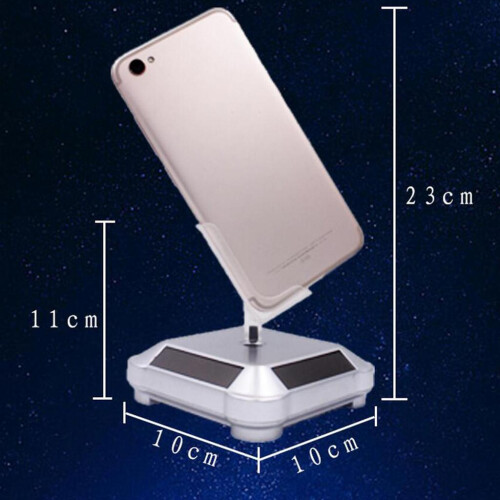 Solar Powered Rotating Display Stand Turntable Holder Tray + Rack Silv 1