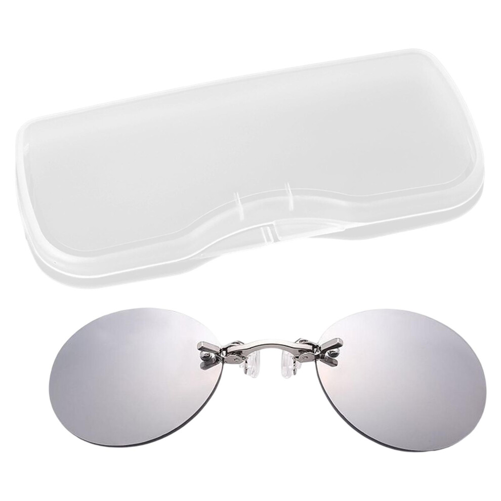 Clip On Nose Sunglasses with Carry Case Rimless Sun Glasses for Unisex
