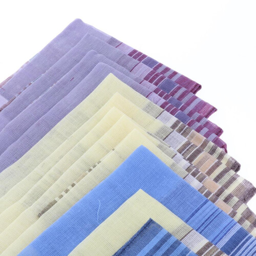 12Pack Men's Plaid Pattern Handkerchiefs Classic Pocket Square Hanky 2