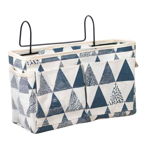 Bedside Caddy Cabinet Storage Organizer for Glasses Book Triangle Blue