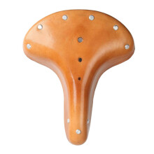 Retro Cowhide Bicycle Bike Saddle Seat Shockproof Spring Brown without