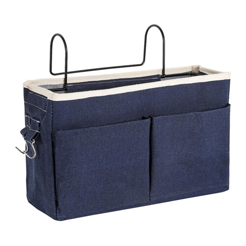 Bedside Caddy Cabinet Storage Organizer for Glasses Book Dark Blue