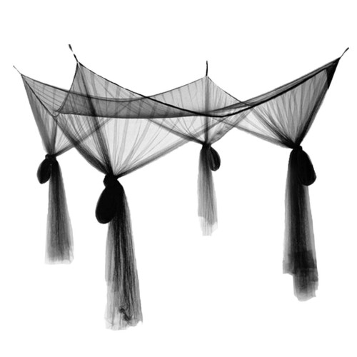 4 Corner Post Bed Canopy   Net Bedroom Hanging Bed Valance Black