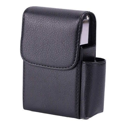Cigarette Lighter Holder Hard Case Pouch 20 Cigarettes Texture Black