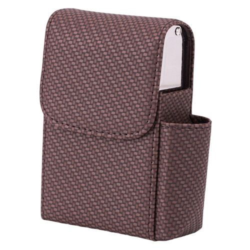 Cigarette Lighter Holder Hard Case Pouch 20 Cigarettes Braided Dark Br