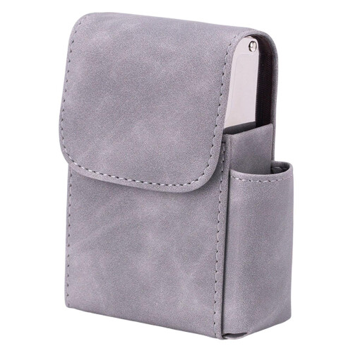 Cigarette Lighter Holder Hard Case Pouch 20 Cigarettes No Texture Grey