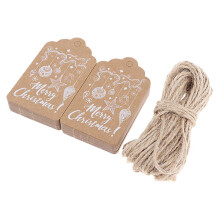 50pcs Merry Christmas Kraft Paper Labels Xmas Hanging Gift Tag DIY Dec