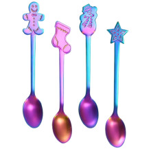 4 Pieces Lovely Christmas Spoons Set Reusable Mixing for Xmas New Year