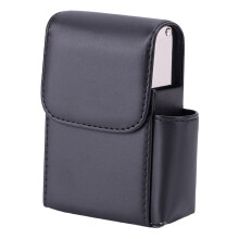 Cigarette Lighter Holder Hard Case Pouch 20 Cigarettes No Texture Blac