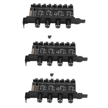 3X Pc 8 Channels Fan Hub 4 Knob Cooling Fan Speed for Cpu Case Hdd VGA Pwm Fan Pci Bracket Power By 12V Fan Control