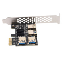 4X New 4 PCIe Riser Adapter Board PCI-E 1X to 4 USB 3.0 PCI-E Rabbet GPU Riser Extender Ethereum ETH/Monero
