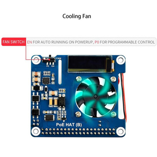 2X Waveshare Power Over Ethernet HAT Support 802.3Af PoE Network Expansion Board with OLED for Raspberry Pi 4 Model B 2