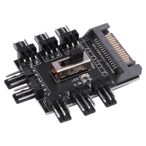 2X Multi Way Splitter Cooler Ventola di Raffreddamento Hub PC Computer  da 1 A 8 Pin 12V Power Socket PCB Adapter 2