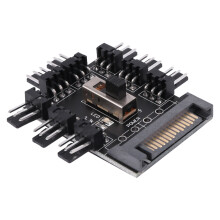 2X Multi Way Splitter Cooler Cooling Fan Hub PC Computer 1 to 8 3Pin 12V Power Socket PCB Adapter XXM8