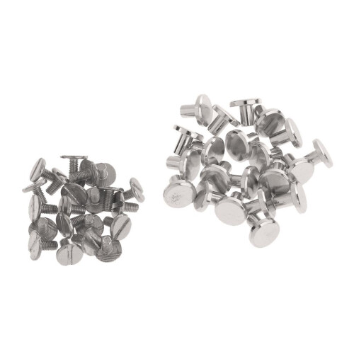 20 Sets 8mm Round Rivet Screw Studs Chicago Screw Leather Craft Silver