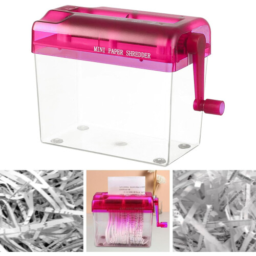Manual Paper Shredder Compact Handheld Design for Secure Bills and Documents Disposal, Red 2