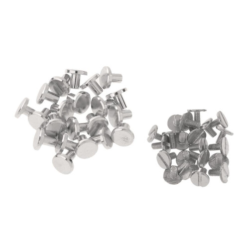 20 Sets 8mm Round Rivet Screw Studs Chicago Screw Leather Craft Silver 1