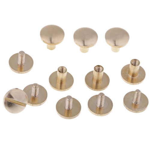 6 Pieces Solid Brass Nail Rivet Stud Button for Belt Bag Leather Craft 1