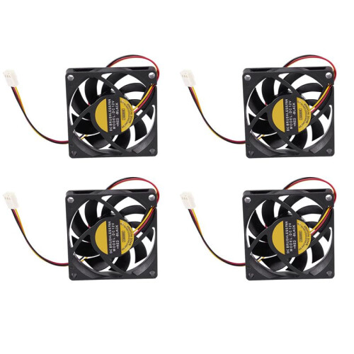 4 Pcs 70X70mm 12V 3-Pin PC Computer Case CPU  Brushless Cooler Cooling Fan Black