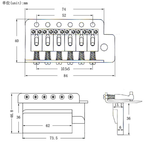 6 String Flat Saddle Tremolo Bridge System for FD ST Electric Guitar 1