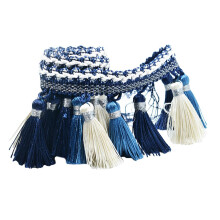 1 Yard European Clothing Curtain Tassel Edging Fringe Trim Blue+White