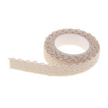 2 Yards 15mm Fabric Lace Washi Tape Self Adhesive Trim Wedding beige