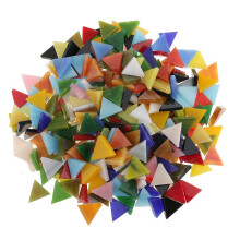 300 Pieces Assorted Color Glass Mosaic Tiles for DIY Crafts 12mm Trian
