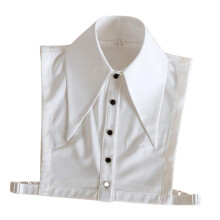 Women White Fake Half Shirt Blouse Detachable Tops Big Lapel Dicky Col