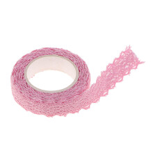 2 Yards 15mm Fabric Lace Washi Tape Self Adhesive Trim Wedding pink
