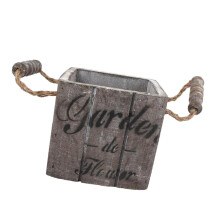 Vintage Wood Bucket Shabby Chic Flower Pots Garden Planter Pot Square