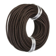 Woven Leather Cord Braided Leather Strap Jewelry Making Craft Dark Bro