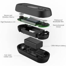 Reiskoolmonoxidedetector, IP67 Waterdicht, Draagbaar CO-Gasalarm voor Voertuigen, Luchtvaart, Kamperen, Hoorbaar, Waarschuwingen