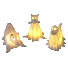 Dekoracje na Halloween do Wnętrz, Dekoracje z Motywem Duchów, Zestaw z 3 Podświetlanymi Psami-Duchami i Diodami LED - Lampka Nocna dla Zwierząt