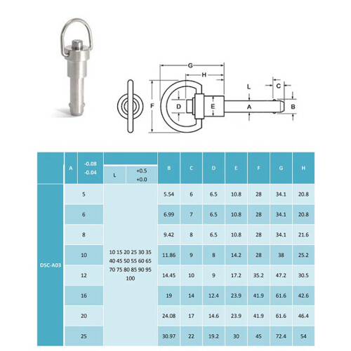 Ring Handle Ball Lock Pins 30mm 1