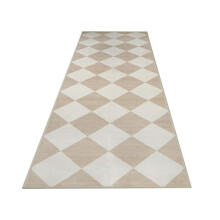 Carpet Runners for Hallway,Beige Ultra Thin Washable Kitchen Runner Rug Non Slip, Moroccan Plaid Checkerboard Decor
