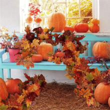 Kunstmatige Esdoornbladeren Guirlande Decoratie Bladeren Herfst Guirlande Bruiloft Thanksgiving Diner, Feest Haard Decoratie C