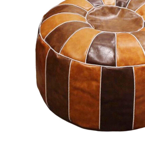 Handmade Boho Moroccan Pouf Cover Unfilled Multi Color Brown 2