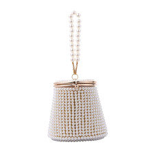 Natural Fashion Pearl Bucket Bag Tote Bag Pearled Purse for Evening Di