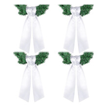 Wreath Sash for Front Door Blank White Wreath Sash Embroidery Plain Blanks for Embroidery Party Christmas 4pcs