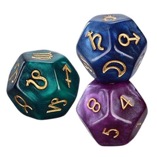 3x Multi Sided Astrological Divination Dice Leisure and Entertainment