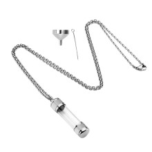 Urn Necklace Stainless Steel Clear Glass Tube for Ashes Anniversaries