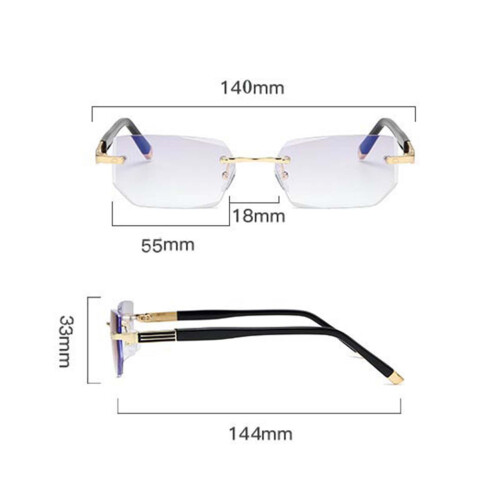Blue Light Glasses rectangle Rimless for Unisex Computer Men Woman Aur 1