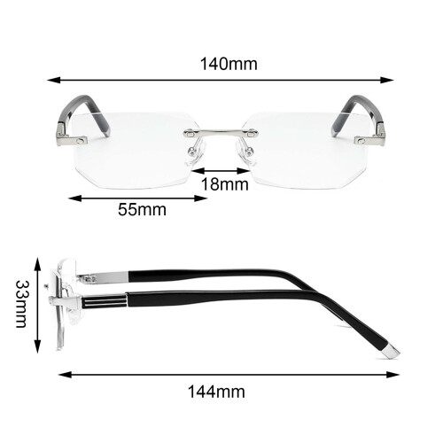 Blue Light Glasses rectangle Rimless for Unisex Computer Men Woman Arg 1