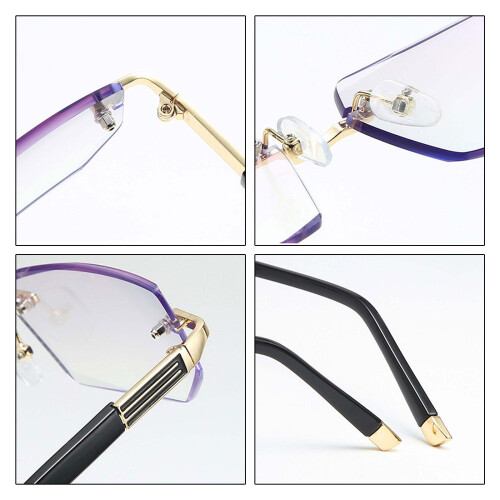 Blue Light Glasses rectangle Rimless for Unisex Computer Men Woman Aur 2