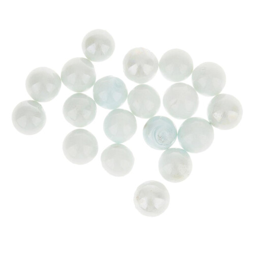 20 Pack 16mm Assorted Glass Marbles Traditional Game Play Toy White
