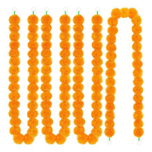 5-Teilige Ringelblumengirlande Zur Dekoration, 1,5 M Lange Künstliche Ringelblumen, Diwali-Dekorationen für Zuhause, Ringelblumenkopf Orange