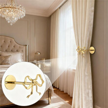 Metal Bow-Knot Holdbacks Wall Mounted Curtain Holders Heavy Duty Golden Curtain Tiebacks for Living Room Bedroom