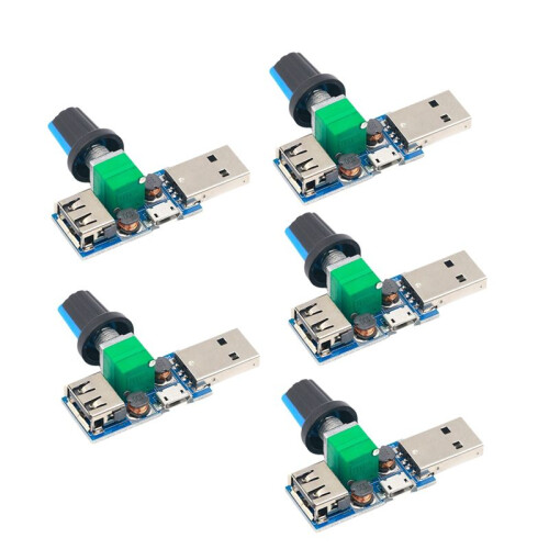 5Pcs  USB Fan Governor Wind Speed Controller Air Volume Regulator Cooling Mute Multi Function Fan Speed