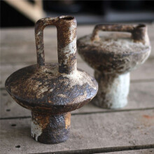 Vase en Céramique, Vase en Poterie Brute, Composition Florale Vintage Faite à la Main, Style Wabi-Sabi, Composition de Fleurs Séchées B